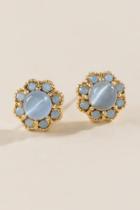 Francesca Inchess Maribel Cat Eye Flower Studs - Gray