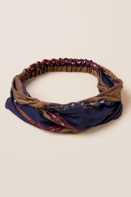 Francesca's Fifi Woven Lurex Headwrap - Navy