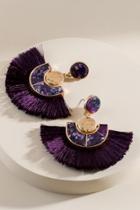 Francesca's Mara Marbled Resin Tassel Earrings - Purple
