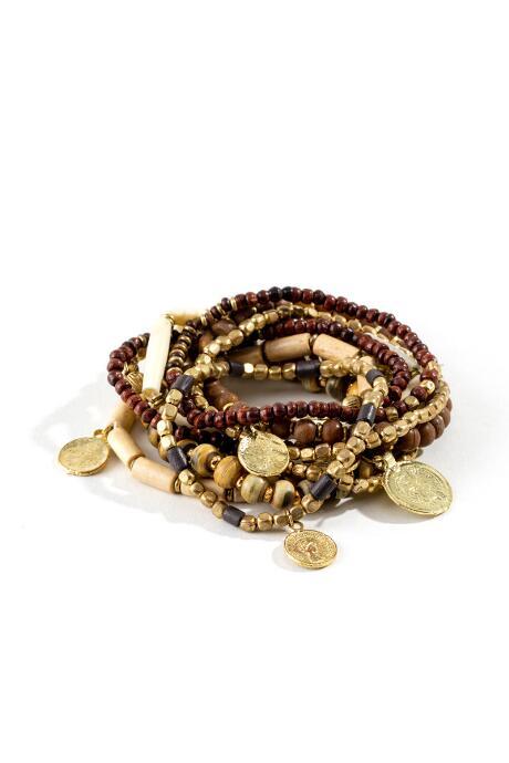 Francesca's Haylie Stretch Bracelet Set - Brown