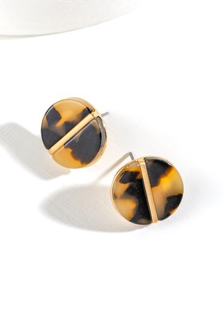 Francesca's Rae Circle Tortoise Studs - Tortoise