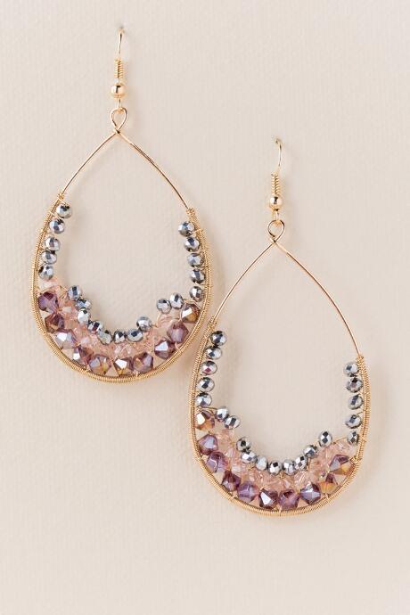 Francesca's Tierra Woven Bead Teardrop Earring - Mauve