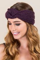 Francesca's Linda Cable Knit Turban Earband - Purple