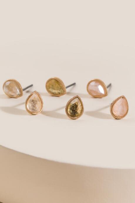 Francesca's Kaelyn Semi-precious Stud Earring Set - Multi