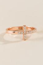 Francesca's Crystal Cross Ring In Rose Gold - Rose/gold