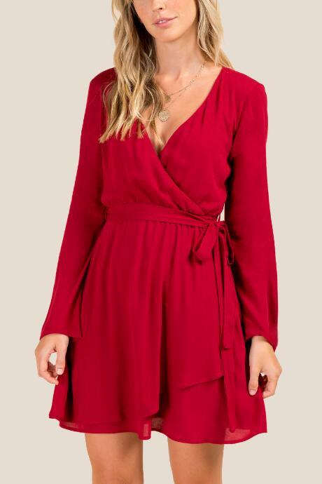 Francesca Inchess Jennie Bell Sleeve Wrap Dress - Brick