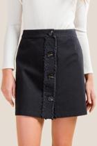 Francesca's Versailles Button Front Skirt - Black
