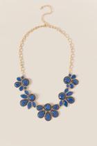 Francesca's Raina Floral Statement Necklace - Navy