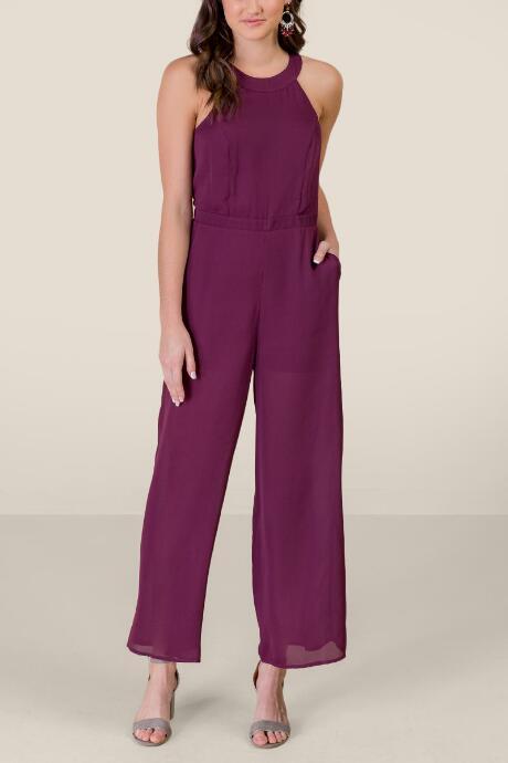 Francesca's Jamila Halter Jumpsuit - Purple