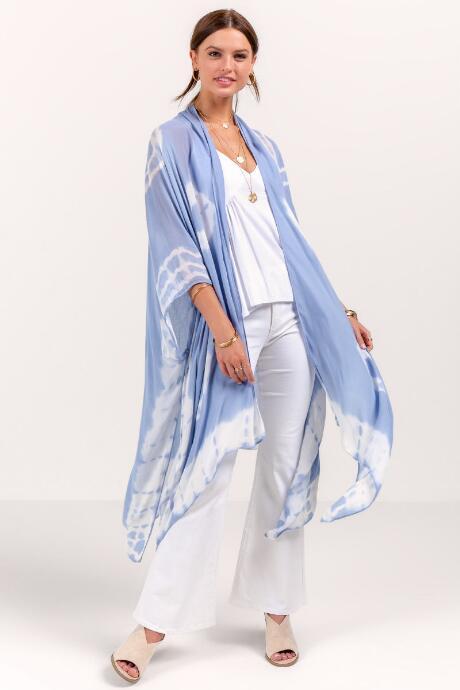 Francesca's Ramsey Tie-dye Kimono - Baby Blue