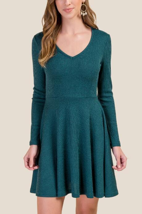 Francesca's Nannette Space Dyed Skater Dress - Forest