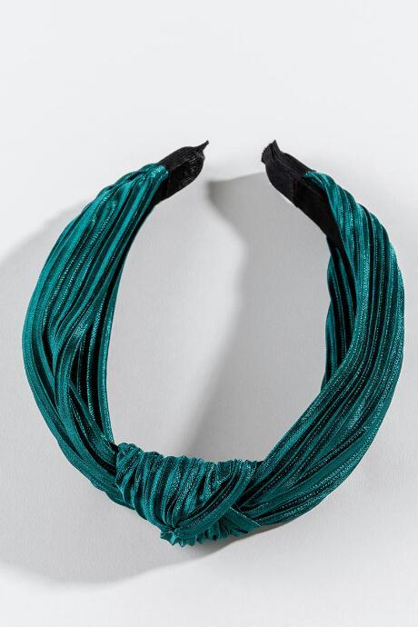 Francesca's Sandy Crinkle Satin Headband - Evergreen