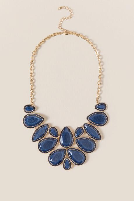 Francesca's Adelaide Navy Stone Statement Necklace - Navy