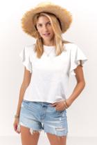 Francesca's Addy Flutter Sleeve T-shirt - Ivory