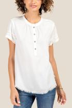 Francesca's Alice Button Front Top - White