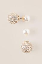 Francesca's Sandra Cubic Zirconia Pearl Stud Earring - Crystal