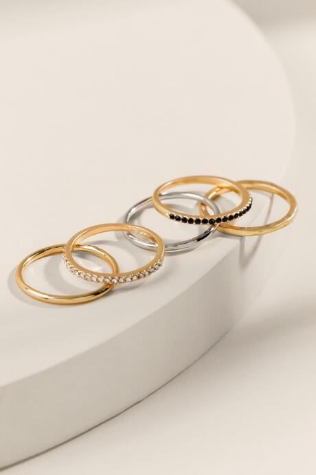 Francesca's Emilia Mixed Metal Stacking Rings - Mixed Plating