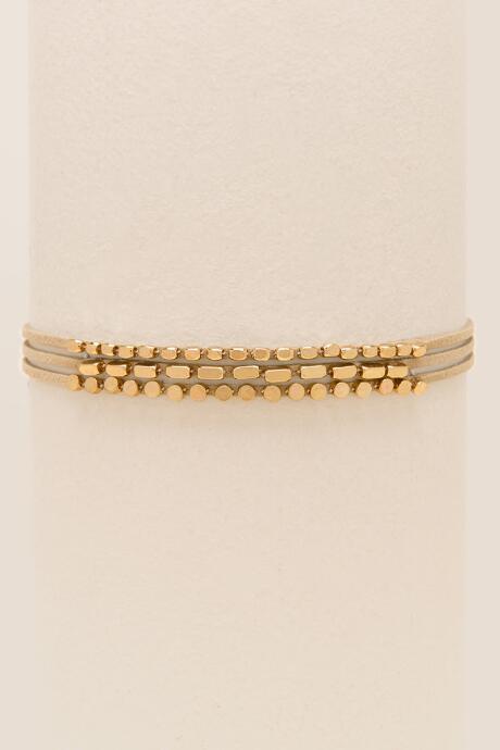 Francesca's Lana Leather Beaded Choker - Beige