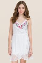 Francesca's Elana Ruffle Lace Wrap Dress - White