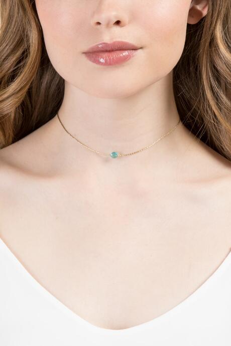 Francesca's March Swarovski Birthstone Choker In Gold - Light Blue