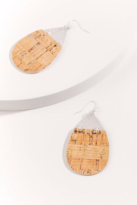 Francesca's Cecillia Cork Teardrop Earrings - Natural