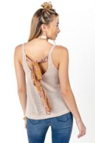 Francesca's Kimi Scarf Back Tie Tank Top - Taupe