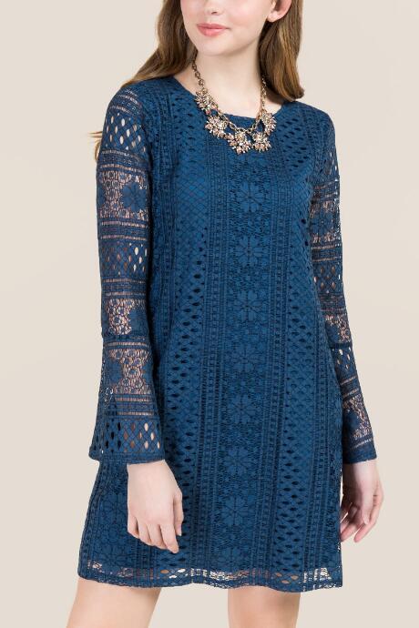 Francescas Caleen Lace Shift Dress - Peacock