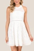 Francesca's Tillie Circle Neck Lace A-line Dress - White