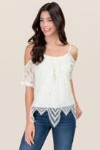 Alya Rowan Lace Cold Shoulder Top - Ivory