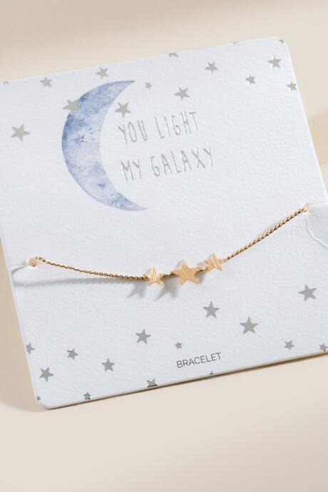 Francesca's Ava Stars Pull Tie Bracelet - Gold