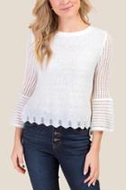Francesca's Addison Pointelle Pullover Sweater - Ivory
