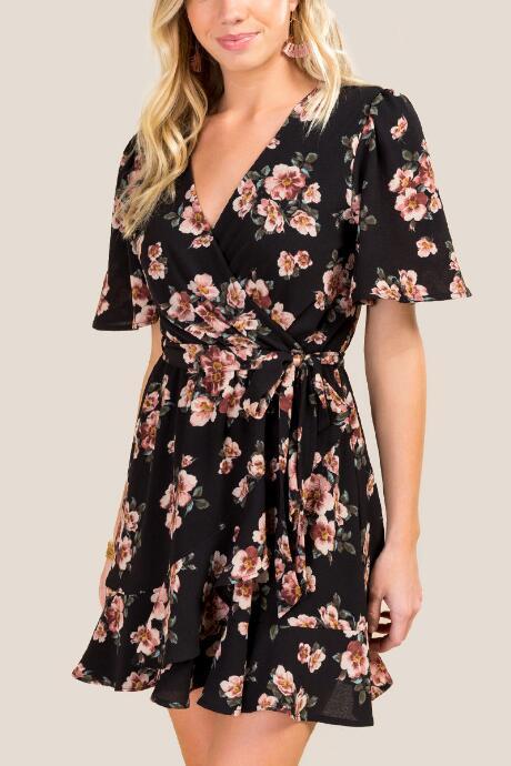 Francesca Inchess Clarissa Tie Waist Wrap Dress - Black