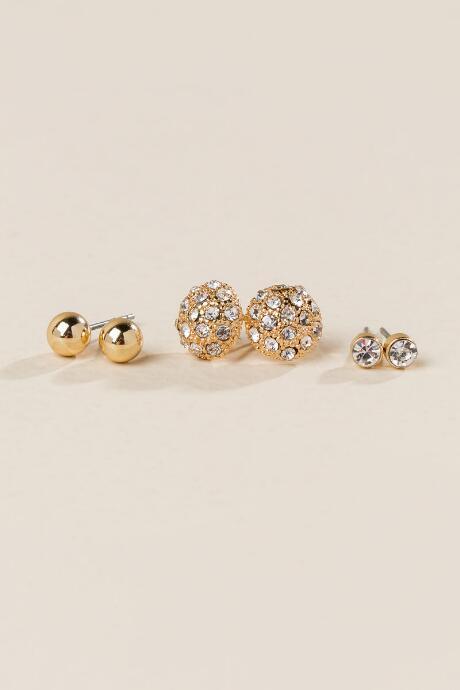 Francesca Inchess Reta Crystal Stud Set - Gold