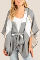 Francesca's Carolina Hooded Poncho - Heather Gray