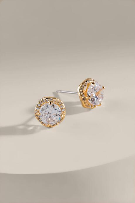 Francesca's Jenny Cz Halo Stud Earrings - Crystal