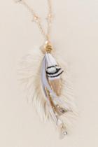 Francesca's Cindy Feather Pendant Necklace - Ivory