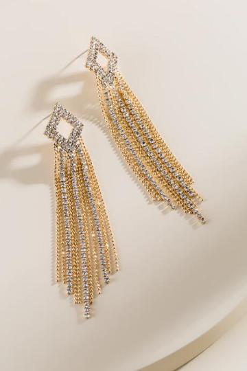 Francesca's Celeste Diamond Top Statement Earrings - Crystal