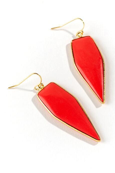 Francesca's Zeyra Drop Earrings - Neon Coral