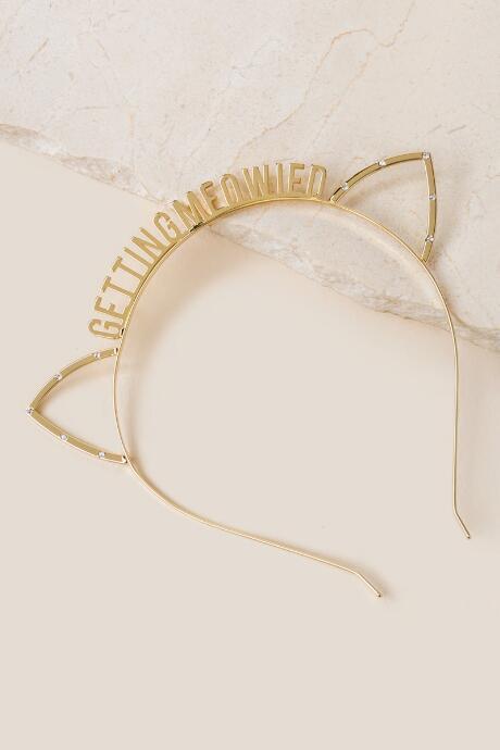 Francesca's Getting Meowied Headband - Gold