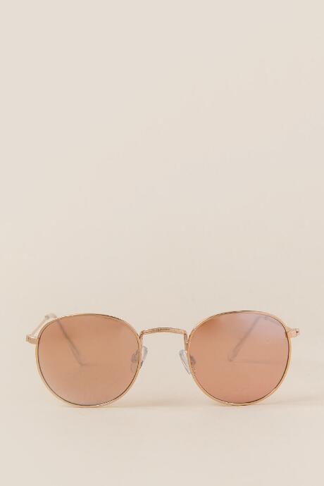 Francesca's Trinity Rounded Aviator Sunglasses - Rose/gold