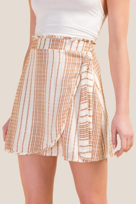 Francesca's Mindy Ruffle Waist Wrapped Skirt - Tortoise