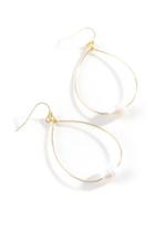 Francesca's Mindy Gold Hoop Pearl Earrings - Pearl