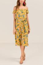 Francesca Inchess Dena Floral Midi Dress - Marigold