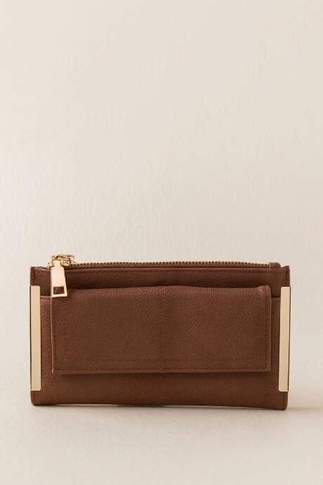 Francescas Amara Gold Metal Wallet - Brown