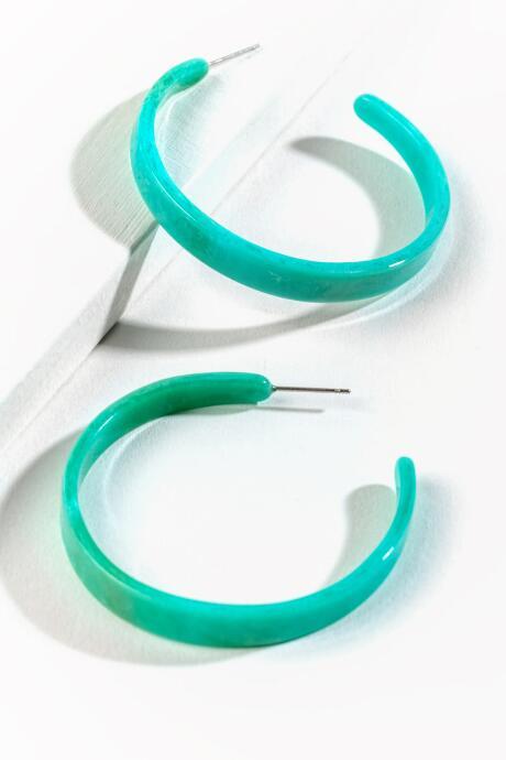 Francesca's Terry Teal Hoop Earrings - Turquoise