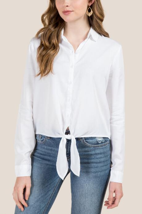 Francesca's Jewels Knot Front Tencel Top - White