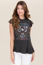Francesca Inchess American Freedom Lace Vintage Graphic Tee - Black