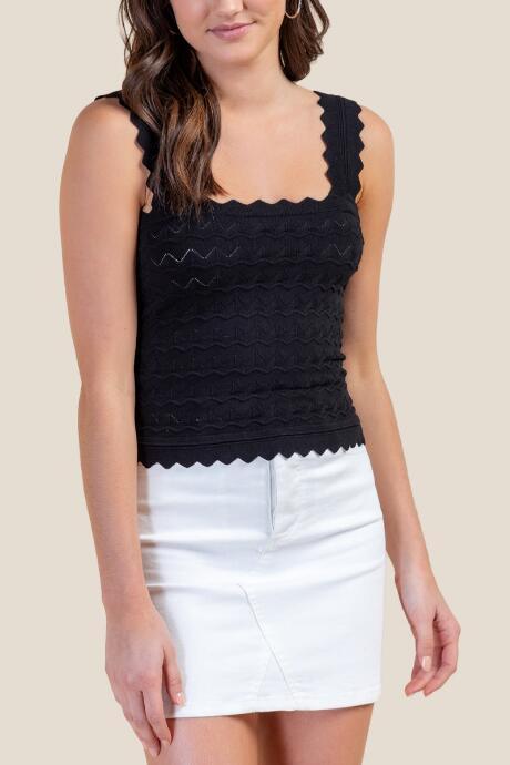 Francesca's Renee Scalloped Edge Tank Top - Black