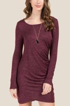 Alya Aster Ruched Bodycon Knit Dress - Burgundy