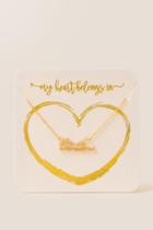 Francesca's North Carolina Script Pendant Necklace - Gold